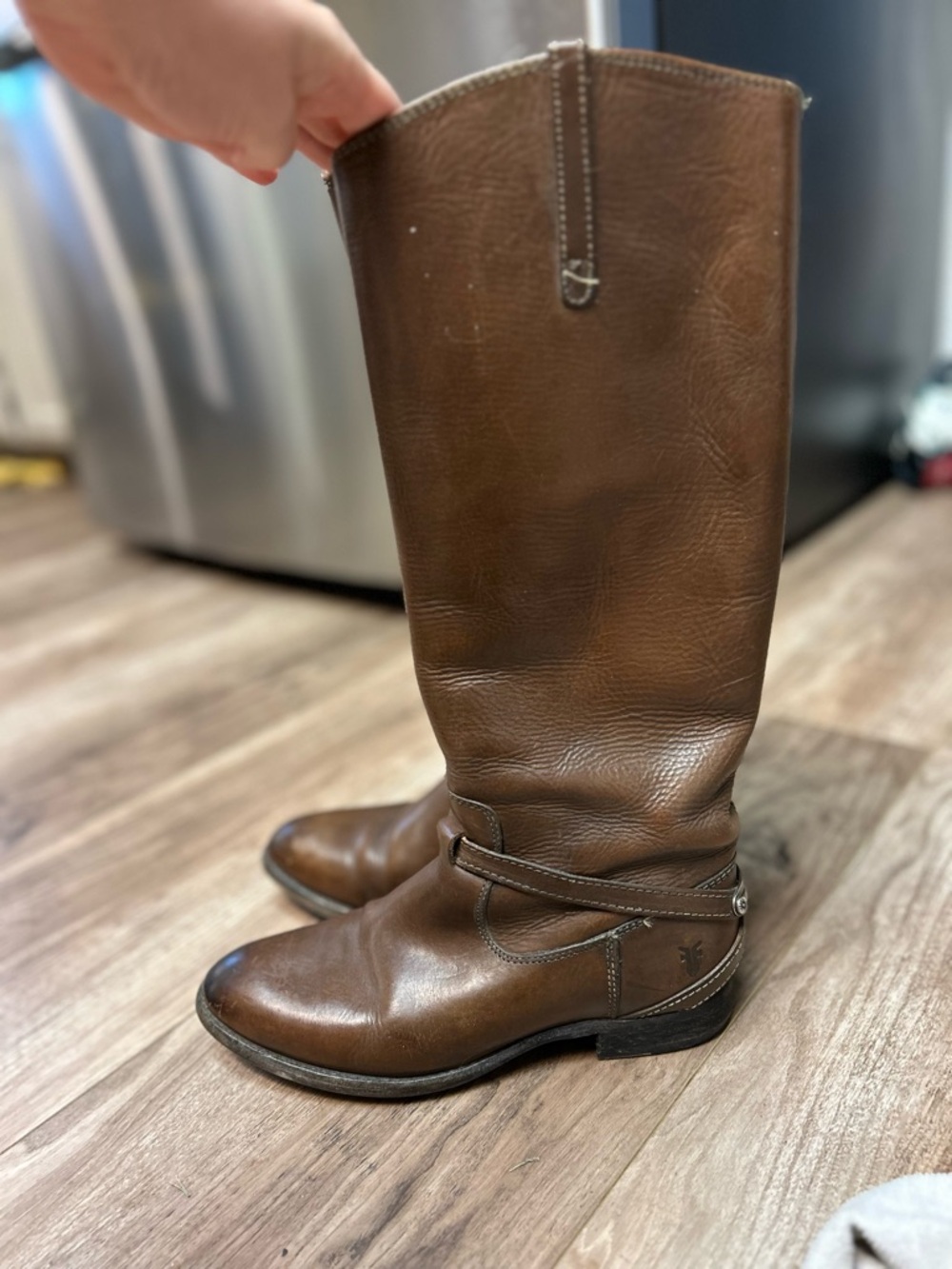 Frye Lindsay Plate Riding Boot- Brown - Picture 3 of 10